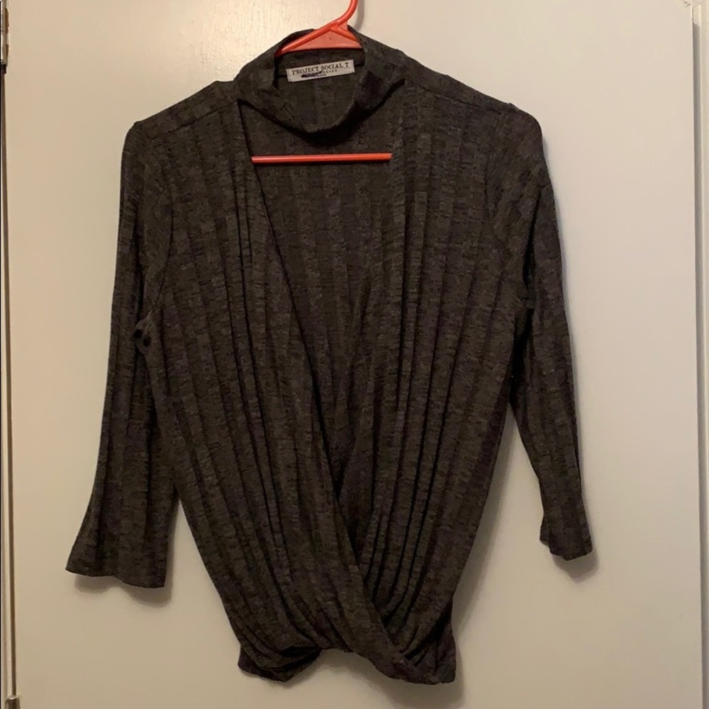Open front sweater top.